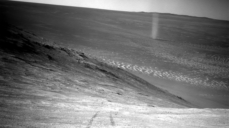 A dust devil spotted by NASA’s Opportunity rover in 2016.